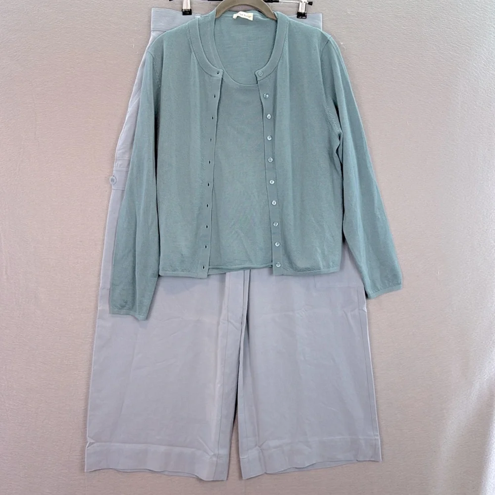 Sister Katie -Women's The Jen Cargo Light Dusty Blue Wide-Leg Pants high waist S